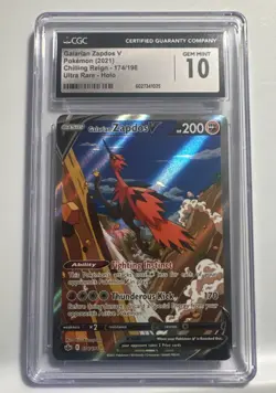 Galarian Zapdos v Alternate Full Art Card 174/198 Chilling Reign CGC 10 Gem Mint - Image 1