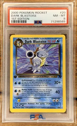 2000 Pokemon Dark Blastoise 20/82 Team Rocket 1st Edition PSA 8 - Image 1