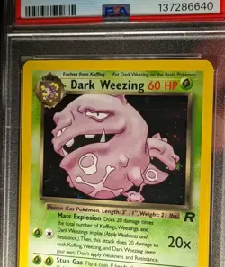 Dark Weezing Holo GREAT "WEEZE" Holo Fleck 14/82 2000 Team Rocket Pokemon PSA 8 - Image 4