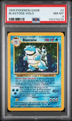 1999 POKEMON BASE SET UNLIMITED #2 BLASTOISE-HOLO PSA 8 - Image 1