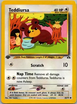 Pokemon TCG Teddiursa 65/75 Neo Discovery 1st Ed MP - Image 1
