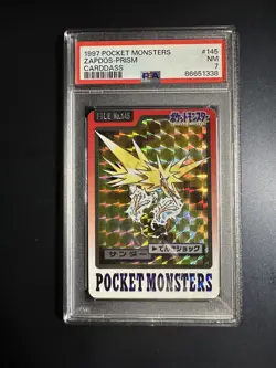 1997 POCKET MONSTERS CARDDASS #145 ZAPDOS PRISM PSA 7 - Image 1