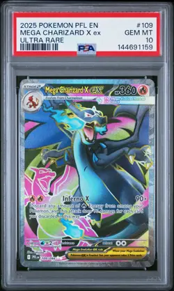 2025 POKEMON PFL EN-PHANTASMAL FLAMES ULTRA RARE #109 MEGA CHARIZARD X EX PSA 10 - Image 1