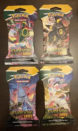 Pokemon Evolving Skies New Sealed Sleeved Blister Booster x4 Packs PLEASE READ - Image 1