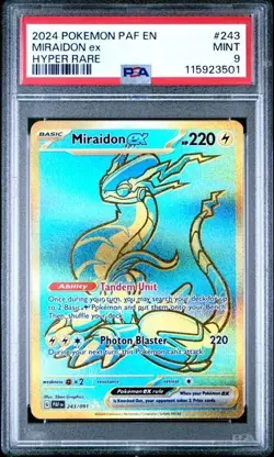 2024 POKEMON PAF EN-PALDEAN FATES #243 MIRAIDON ex HYPER RARE PSA 9 MINT - Image 1