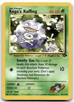 Koga's Koffing (79) 079/132 Gym Challenge Common Unlimited Pokemon TCG LP - Image 1