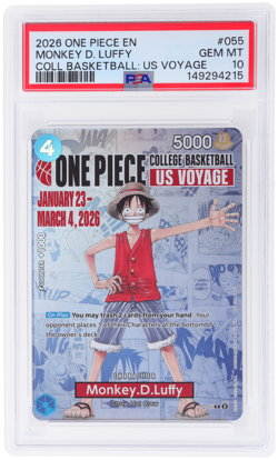 2026 One Piece Promos Monkey D. Luffy College Basketball US Voyage PSA 10 - Image 1