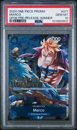 One Piece P-071 Marco Pre-Release Winner OP08 Alt Art Alternate Parallel PSA 10 - Image 1