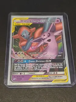 Pokemon Espeon & Deoxys GX TAG TEAM Ultra Rare Holo Card Sm-Unified Minds 72/236 - Image 1