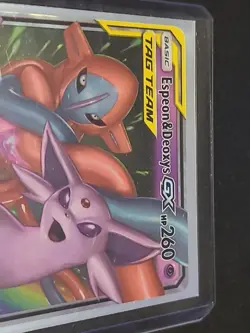 Pokemon Espeon & Deoxys GX TAG TEAM Ultra Rare Holo Card Sm-Unified Minds 72/236 - Image 3