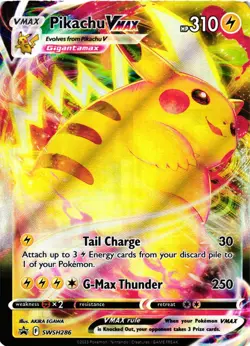 Pokemon TCG Pikachu VMAX Normal Sized Card Black Star Promo SWSH286 Full Art NM - Image 1