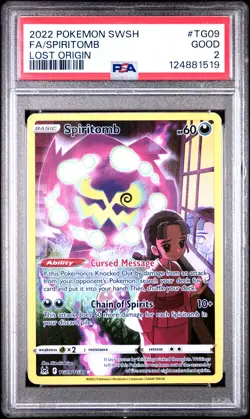 2022 POKEMON SWORD & SHIELD LOST ORIGIN #TG09 FULL ART/SPIRITOMB PSA 2 - Image 1