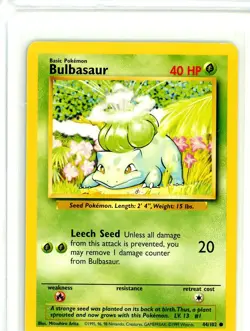 Pokemon MP Bulbasaur 44/102 Unlimited Base Set Free Shipping! - Image 1