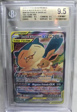 Pokemon TCG Eevee & Snorlax GX #SM169 Alt Art Black Star Promo BGS 9.5 Gem Mint - Image 1