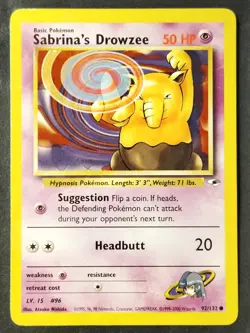 Sabrina's Drowzee 092/132 Vintage Gym Heroes Regular, WOTC Pokemon 2000 (HP) - Image 1