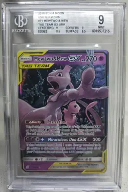 Pokemon TCG Mewtwo & Mew GX #71/236 Tag Team Full Art Ultra Rare Beckett BGS 9 - Image 1