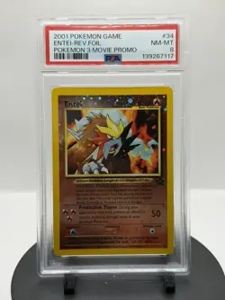 2001 Pokemon Entei Reverse Foil #34 Pokemon 3 Movie Promo *PSA 8* *VINTAGE* *NM* - Image 1