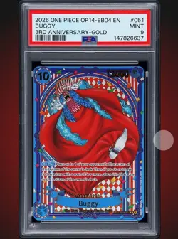 Buggy 3rd Anniversary-Gold Parallel OP09-051 SP One piece PSA 9 - Image 1