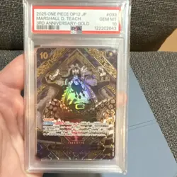 Bandai One Piece OP12 Marshall D. Teach 3rd Anniversary-Gold Holo PSA 10 - Image 1