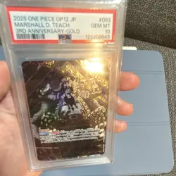 Bandai One Piece OP12 Marshall D. Teach 3rd Anniversary-Gold Holo PSA 10 - Image 4