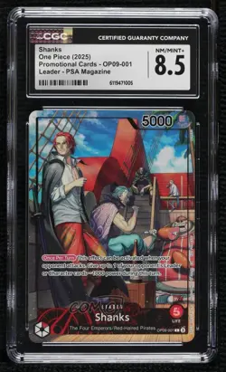 2022-Current One Piece Card Game: Promos English Shanks #OP09-001 CGC 8.5 - Image 1