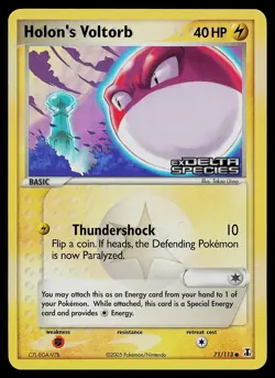 Pokemon Card - Holon's Voltorb Delta Species 71/113 Reverse Holo Stamped - Image 1