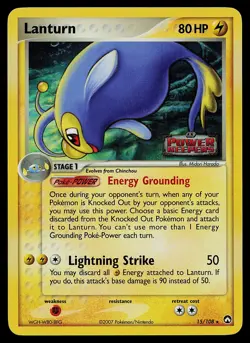 Pokemon Card - Lanturn Power Keepers 15/108 Rare Reverse Holo Stamped - Image 1