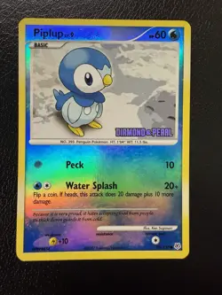 Piplup 93/130 Diamond and Pearl Reverse Holo Stamped Pokemon TCG 2007 LP - Image 1