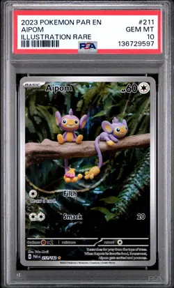 2023 POKEMON PAR EN-PARADOX RIFT ILLUSTRATION RARE #211 AIPOM PSA 10 - Image 1