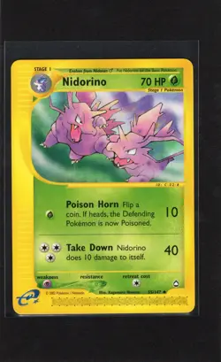 Pokemon Nidorino 55/147 Aquapolis Non Holo Uncommon NM - Image 1