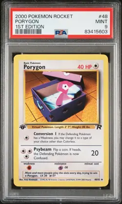 2000 POKEMON ROCKET 1ST EDITION #48 PORYGON MINT PSA 9 - Image 1