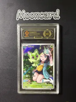 APH Black 10* Pokemon Chinese Sprigatito Full Art 2025 CBB1C 01 09/09 Gem 1 - Image 1