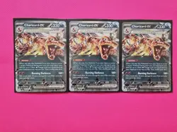 Pokemon TCG Charizard EX 125/197 SV Obsidian Flames 2023 3x - Image 1