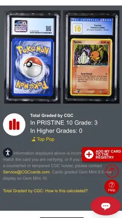 2006 Pokemon Ex Crystal Guardians Torchic 66/100 Cgc 10 Pristine Pop 3! - Image 3