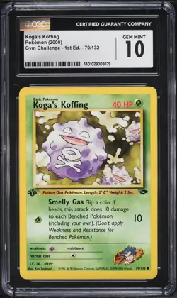 KOGA'S KOFFING CGC 10 2000 POKEMON GYM CHALLENGE 1ST EDITION #79/132 GEM MINT 23 - Image 1