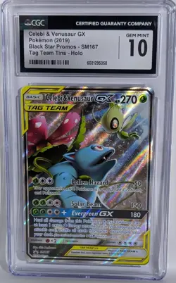 Pokemon Black Star CELEBI & VENUSAUR GX Tag Team Promo SM167 CGC 10 💎 GEM MINT - Image 1