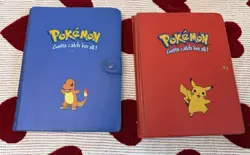 Vintage 1999 Pokemon Charmander Blue/Red Pikachu 4 Pocket 28 Page Binder - Image 1