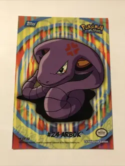 Pokemon - Topps- 4 of 10 Stoned #24 Arbok - Puzzle Chase Card - Blue Logo - Image 1