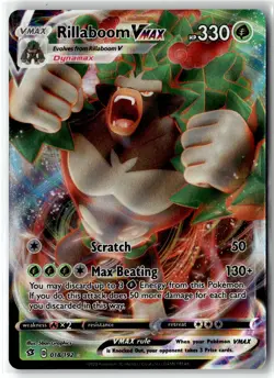 Rillaboom VMAX ⭐ 018/192 Holo Rare VMAX Rebel Clash 2020 Pokemon NM - Image 1