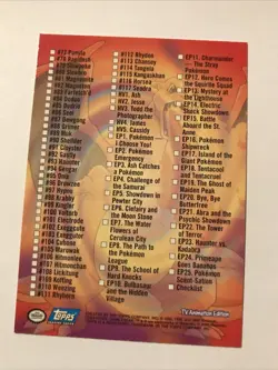 Pokemon 2000 Topps TV Series 2 Checklist Card Blue Label - Image 2