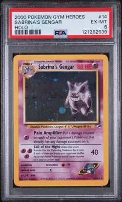 2000 Pokemon Gym Heroes Holo Sabrina's Gengar #14 /132 PSA 6 - Image 1