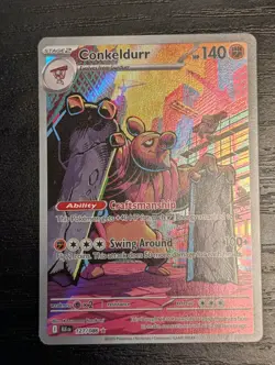 Pokemon TCG Conkeldurr Illustration Rare Card 127/086 Sv: Black Bolt NM - Image 1