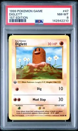 Diglett 47/102 - Pokemon Base Set Shadowless 1st Edition - PSA 8 - Image 1