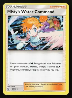 Misty's Water Command 63/68 Holo Rare Hidden Fates Pokemon Card - Image 1
