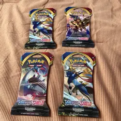 Pokemon TCG: Sword And Shield Base Set Lot of 4 Sleeved Booster Packs - Image 1