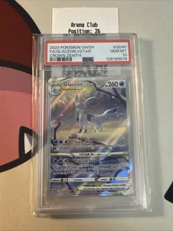 2023 POKEMON SWORD & SHIELD CROWN ZENITH #GG40 FULL ART/GLACEON VSTAR PSA 10 - Image 3