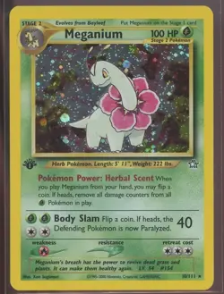 2000 POKEMON NEO GENESIS 1ST ED #10 MEGANIUM-HOLO NEAR MINT/MINT - Image 1