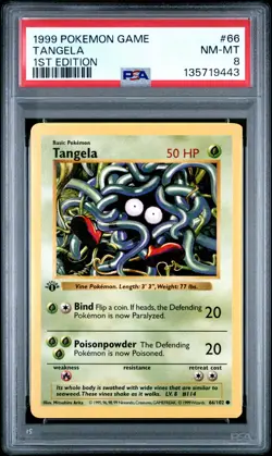 1999 POKEMON BASE SET 1ST EDITION #66 TANGELA PSA 8 - Image 1