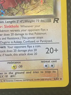 Pokemon TCG Dark Dugtrio 6/82 Holo Rare Team Rocket Unlimited HP - Image 5