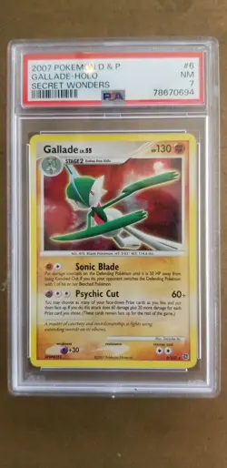2007 Poke'mon Diamond & Pearl Secret Wonders 6 Gallade Holo PSA 7* - Image 1